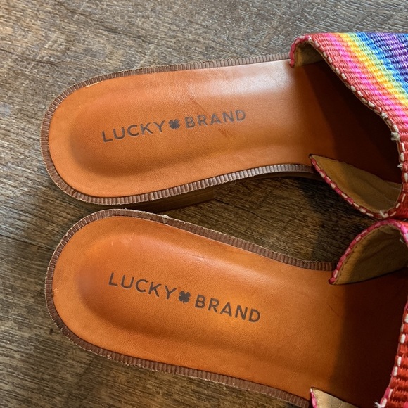 Lucky Brand Frijajana Stripe Slide Sandals Rainbow - Picture 3 of 9